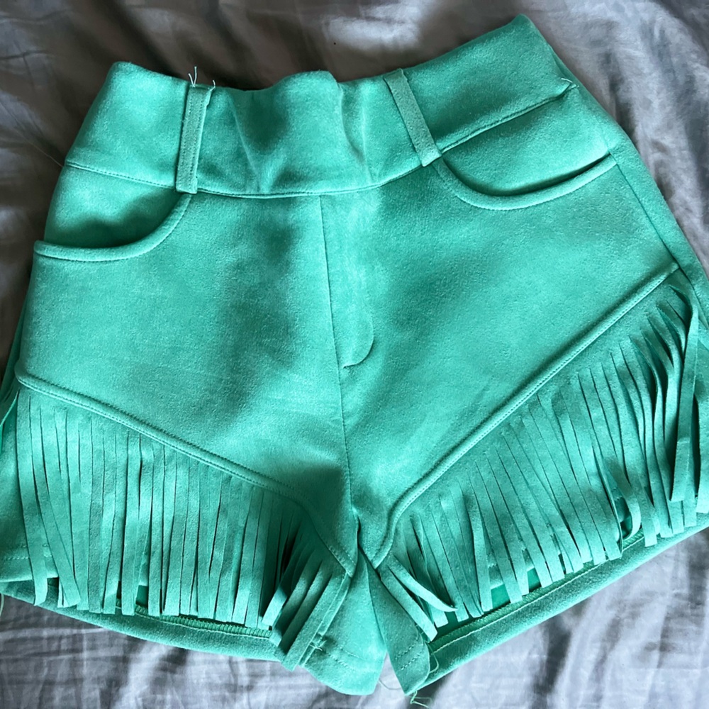 Any Fringe of Mine Turquoise Shorts
